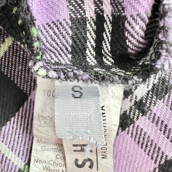 Shein Black & Purple Plaid Flannel Buckle Wrap Pleated Mini Skirt Size Small - Picture 4 of 5